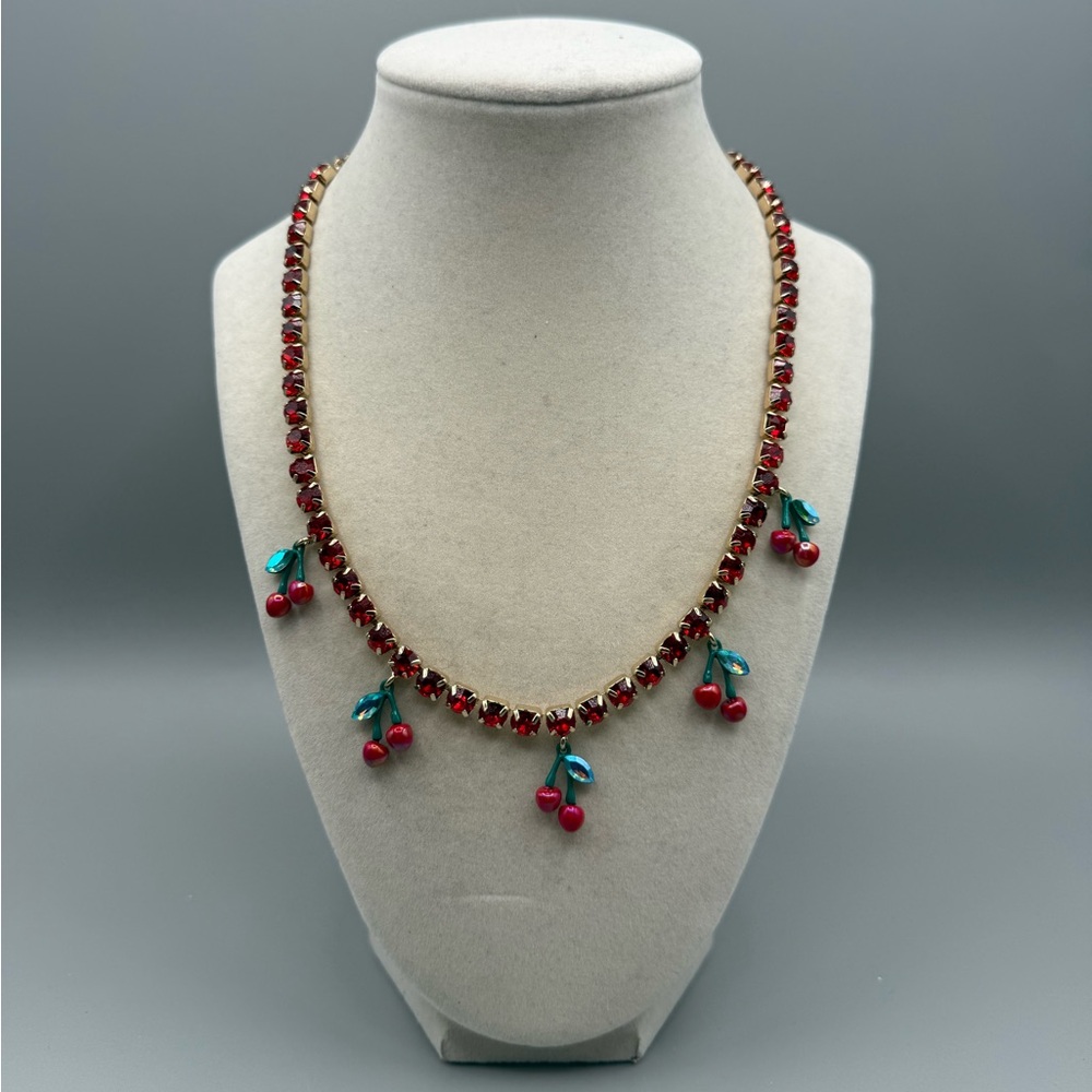 NWTs Betsey Johnson gold tone cherry necklace